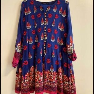 Royal blue flared blouse